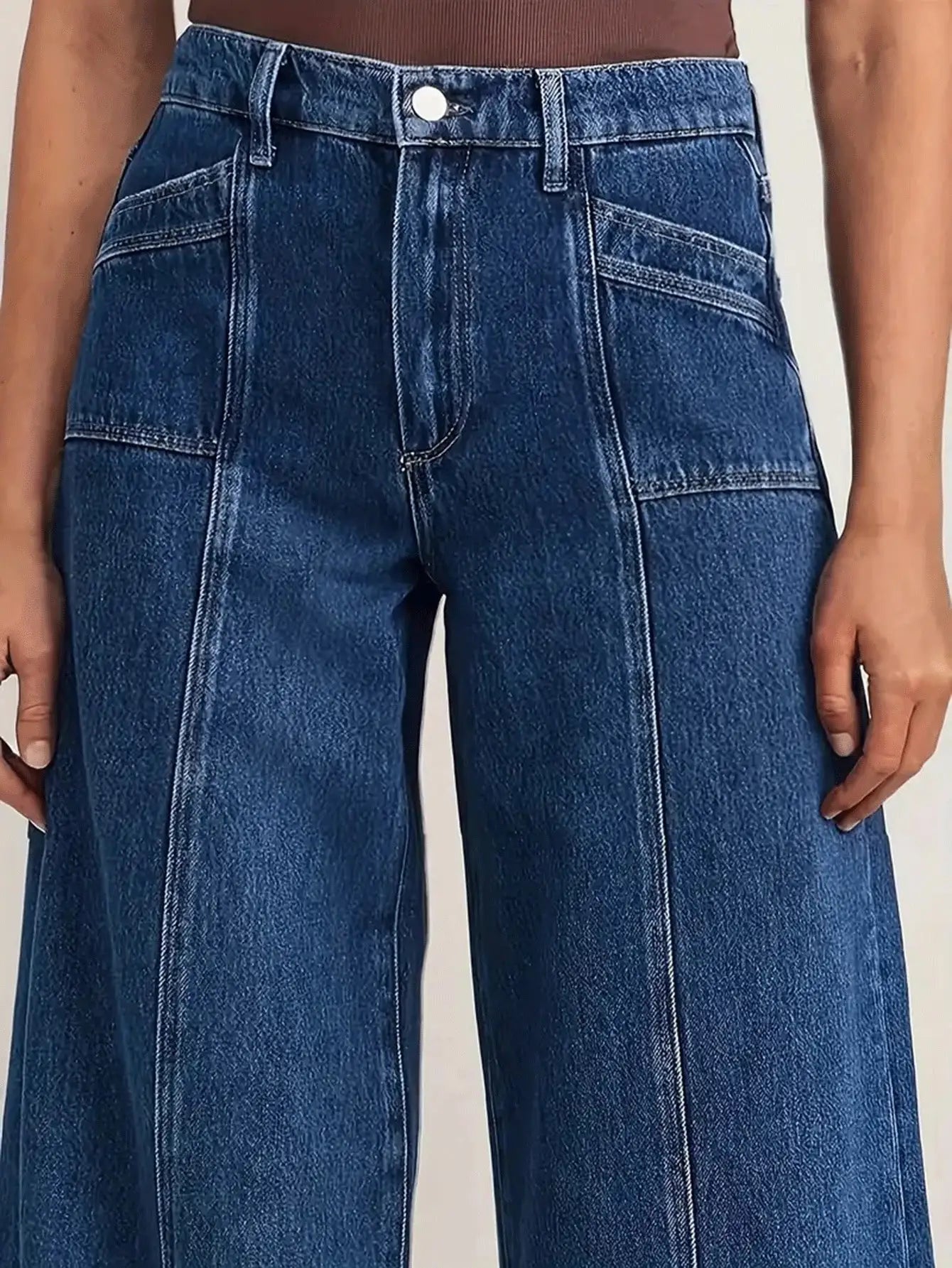 Women's Deep Blue Wide-Leg Jeans | Relaxed Denim