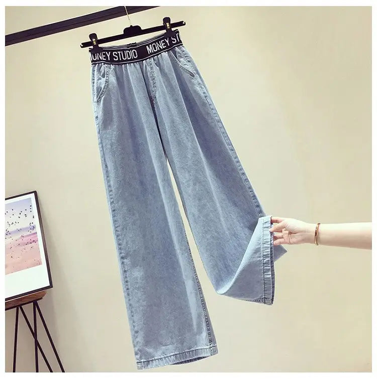 2025 Summer New Stitched Chiffon Shirt Female Set Elegant Women's Jeans Casual Blouse Two Piece Set Ladies Tracksuits