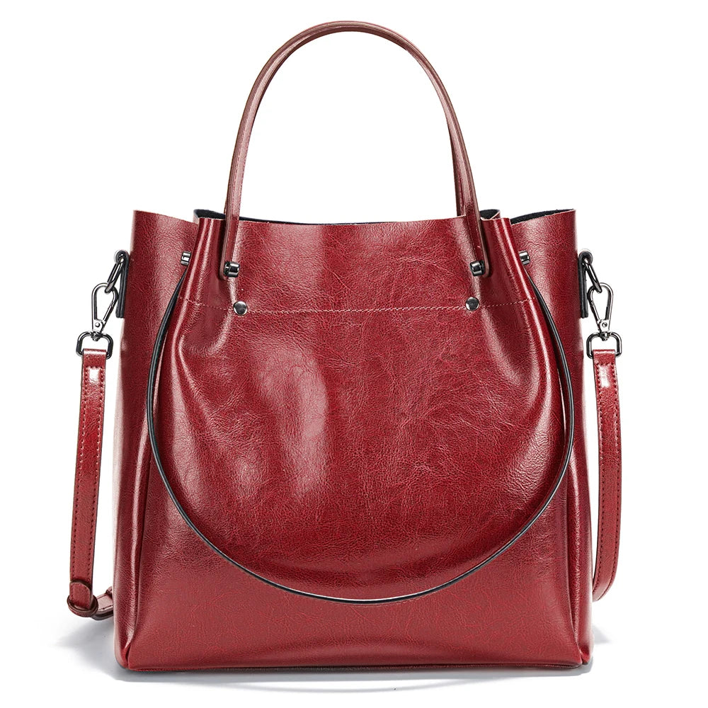 Zency Fashion Multifunctional Tote Handbag For Women 100% Genuine Leather Shoulder Crossbody Large Shopper Bag Underarm Red bag
