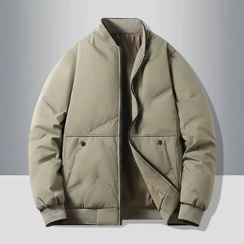 Men's Casual Baseball Collar Warm Cotton Jacket