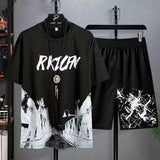 Men's Summer Manga Graffiti 2-Piece Tee & Shorts Set