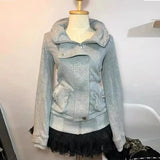 Women's Vintage Gray Zip-Up Sweatshirt