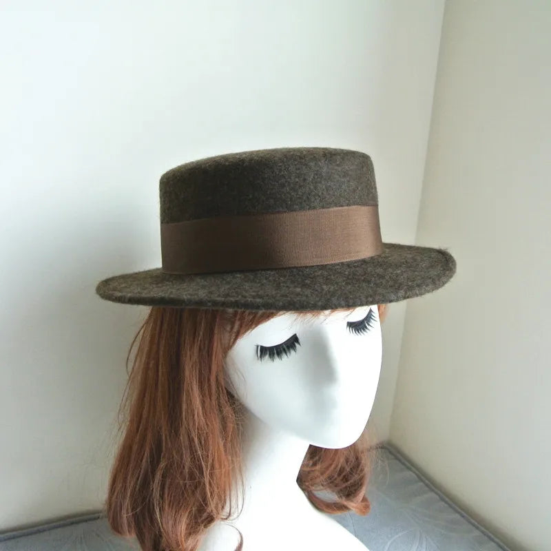 Wool Felt Fedora & Boater Hat – Wide Brim, Unisex