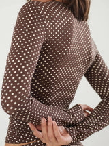 Polka Dot V-Neck Long Sleeve Tee