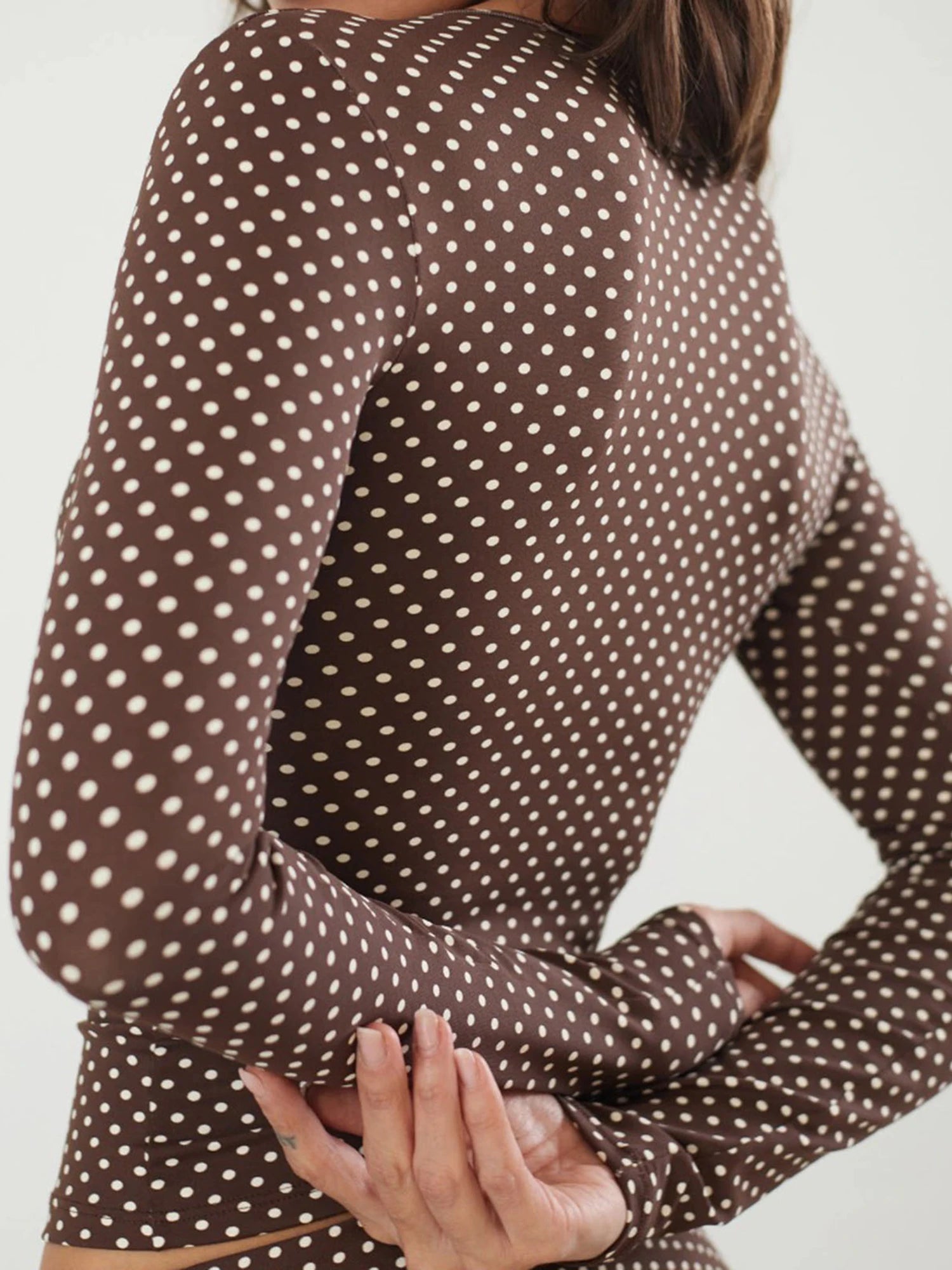 Polka Dot V-Neck Long Sleeve Tee