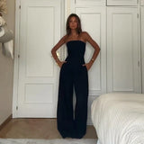 Floral Strapless Vest & Straight-Leg Trouser Set