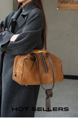 Ladies Casual Soft Suede Cowhide Handbags Women's Frosted Cow Leather Shoulder Bag Female Fashion Trend Luxury Designer Bags New