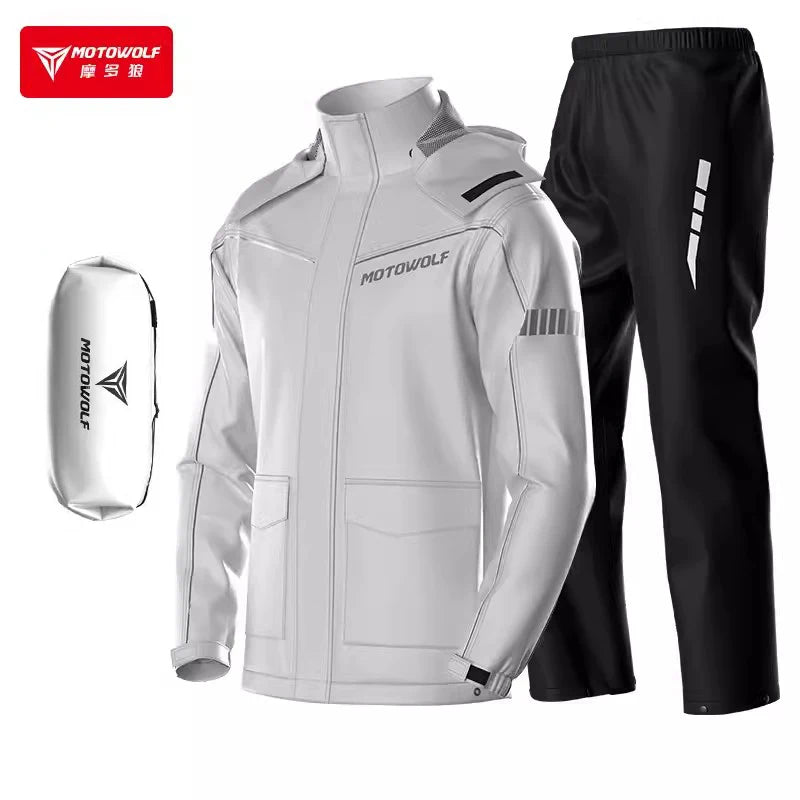 Men's Waterproof Motorcycle Rain Suit – Reflective Split Jacket & Pants