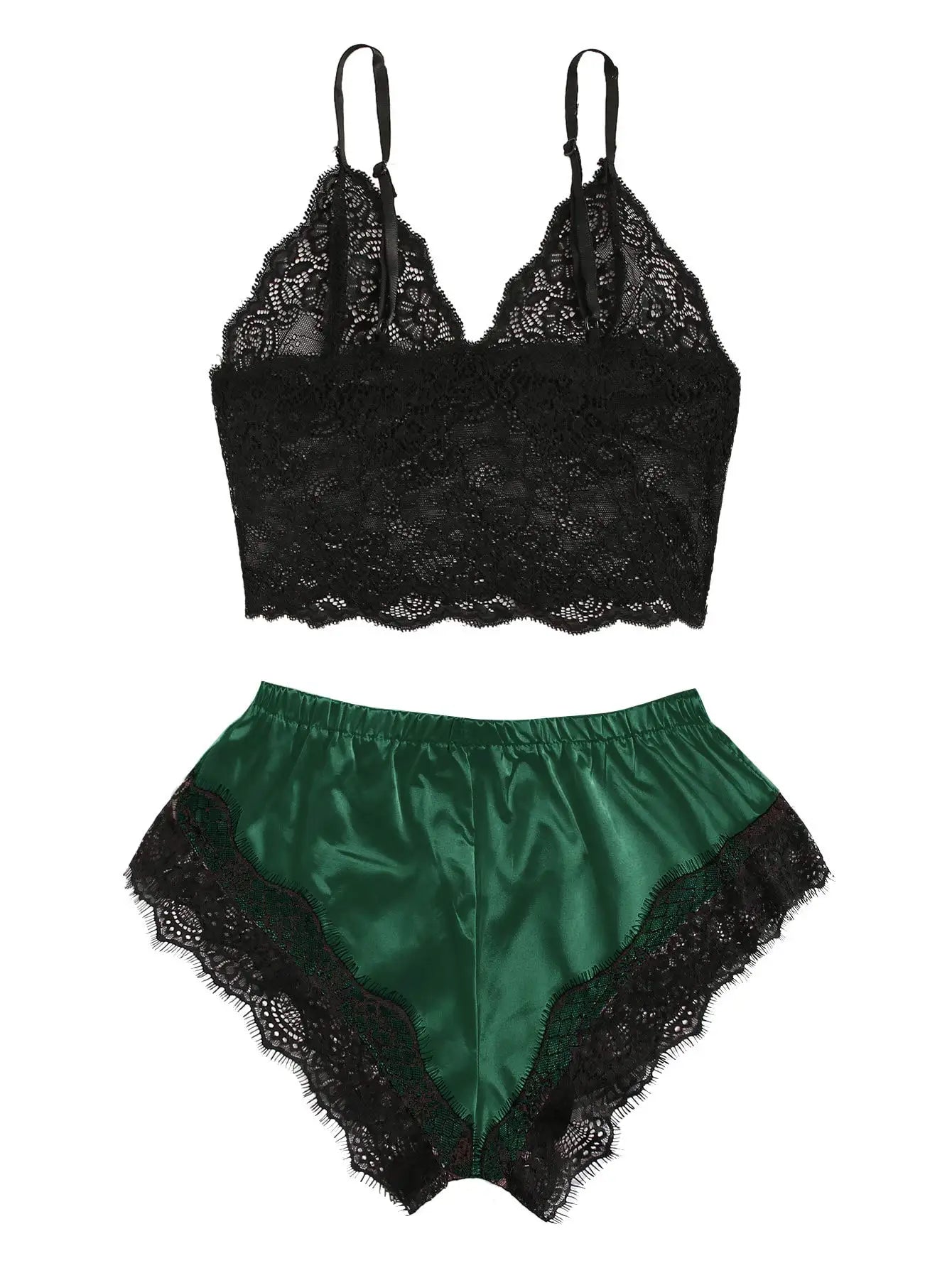 Women’s Plus Size Lace 2-Piece Pajama Set