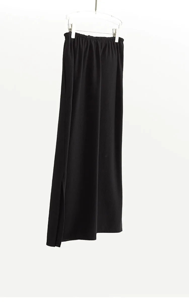 Elegant 100% Wool Elastic-Waist Skirt