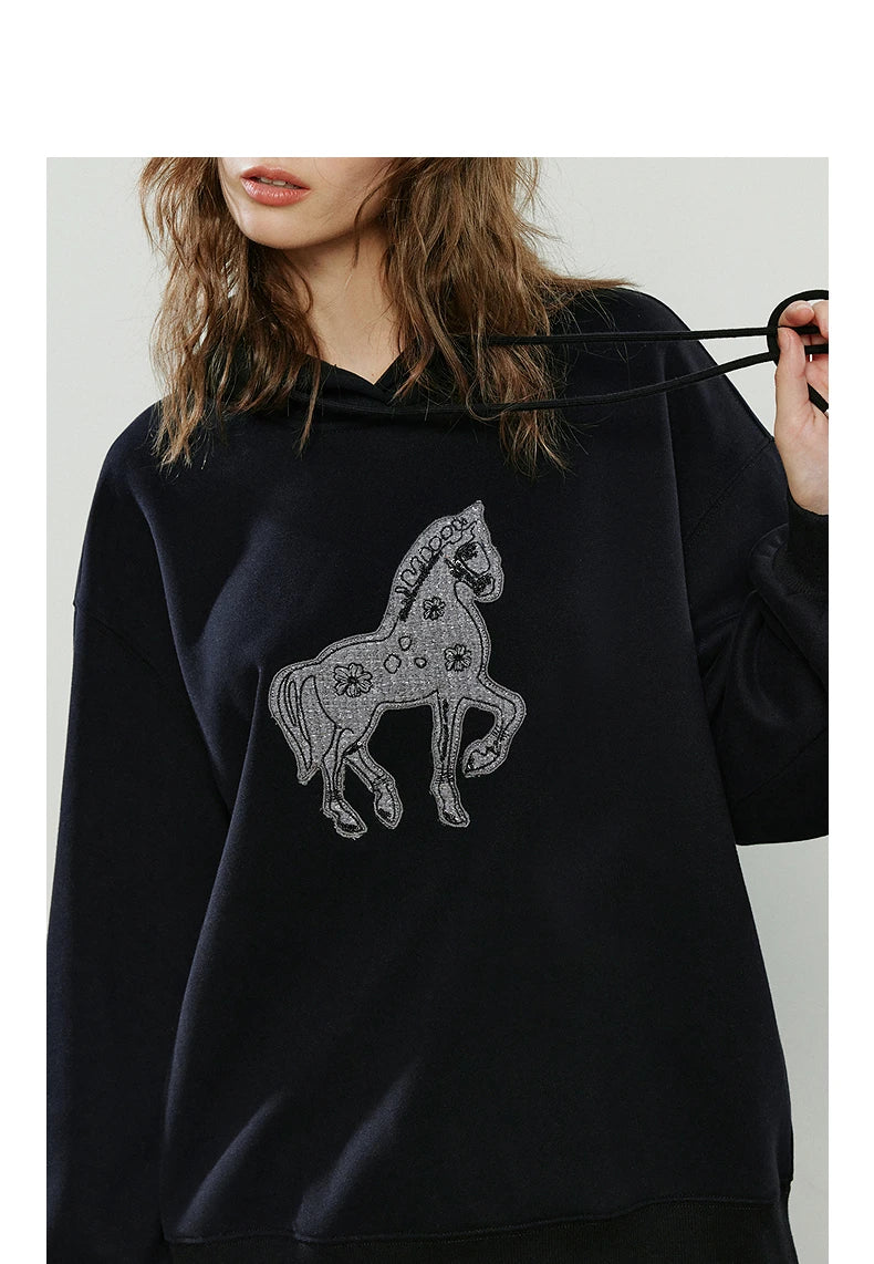 Women's Embroidered Relaxed-Fit Hoodie
