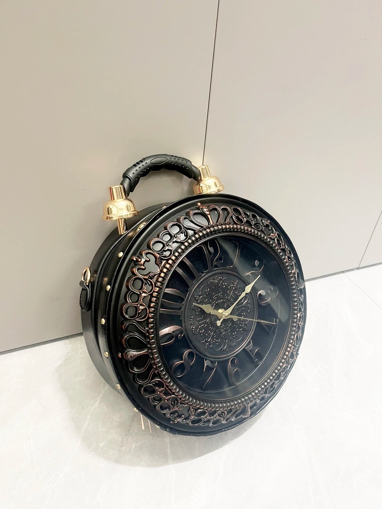 Vintage Clock-Style Circular Shoulder Bag