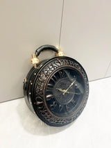 Vintage Clock-Style Circular Shoulder Bag