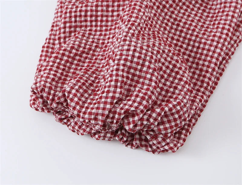 Women's Plaid Drawstring Lantern Pants