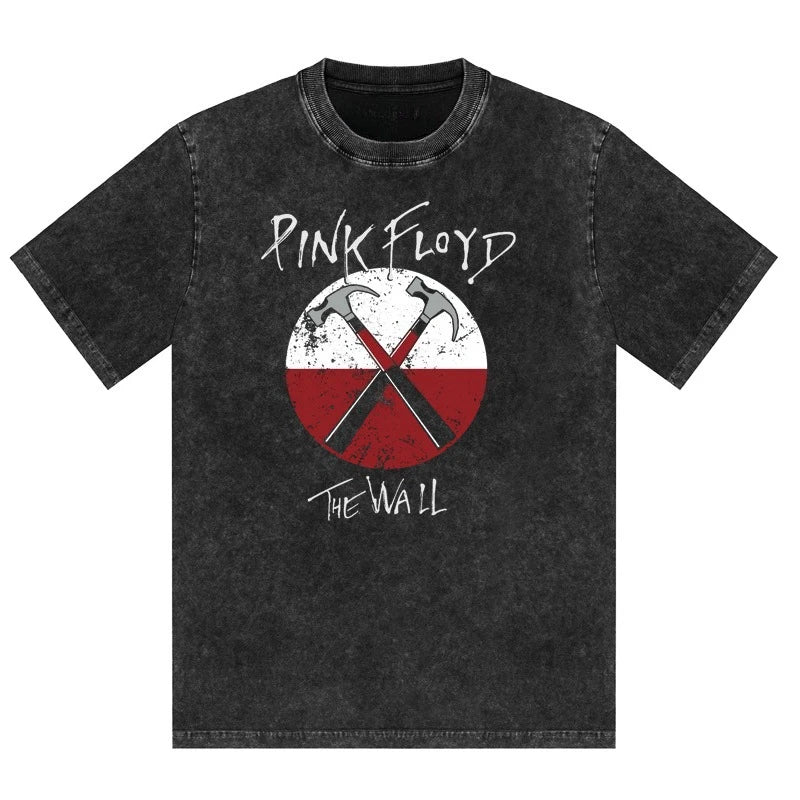 Floyd Rock Pink Delayed Washed  New Arrival Mens Clothes Tee Shirt Homme Graphic T-Shirts Men Tshirt for Men Ropa Hombre