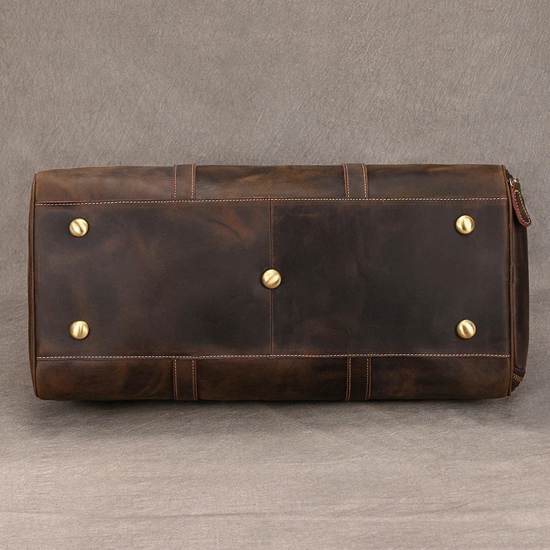 Natural Cowskin Travel Bags Waterproof Men's Leather Overnight Bag Handbag For Plane Luggage Men Male Weekend Bag Business 55cm