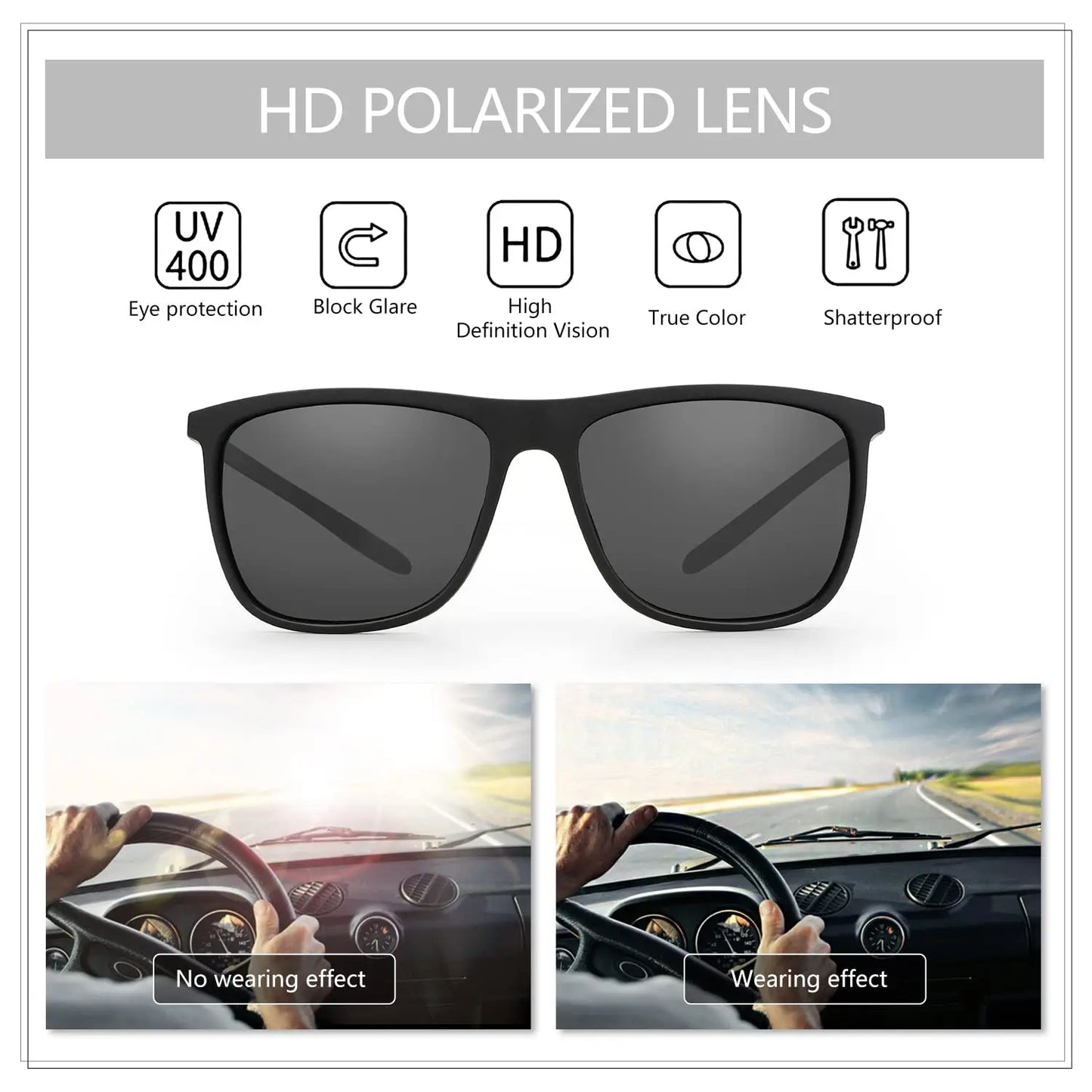 ZENOTTIC Square Polarized Sunglasses for Men