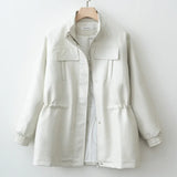 Adjustable Waist PU Leather Jacket