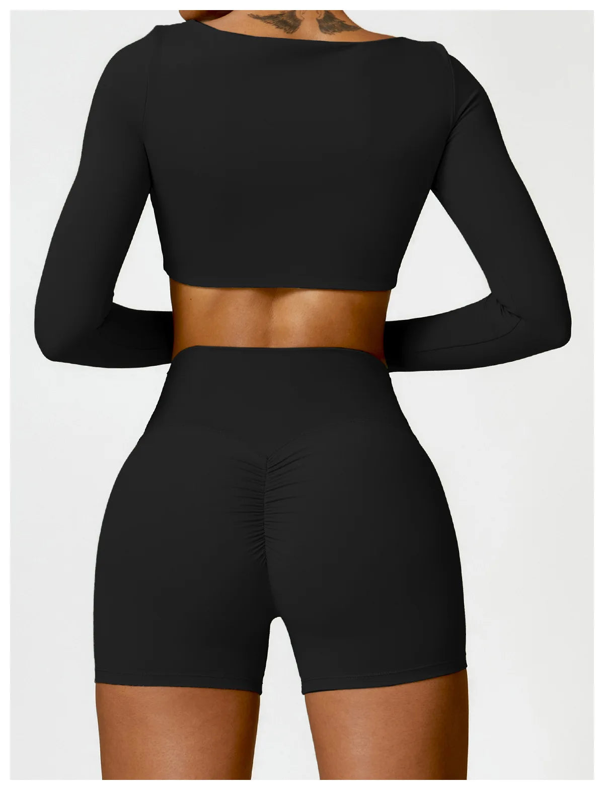 2-Piece Women's High-Waist Yoga Set – Seamless Long Sleeve Workout Suit