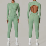 Long Sleeve Zip-Front Yoga Jumpsuit