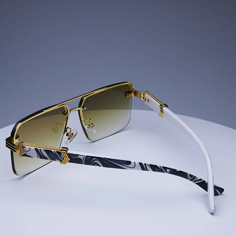 Rimless Rectangle Sunglasses – UV400 Unisex Shades