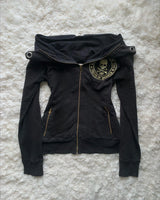 Y2K New Emo Fashion Rivet Zipper Hoodie Women Harajuku Black Oversized Hoodie Gothic Retro Classic Sweatshirt Autumn Clothing