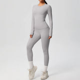 2 PCS Sportswear Yoga Set Gym Clothes Yoga Suits For Women Fitness Set Tracksuits Sports Long Sleeve Crop Top Gym Leggings