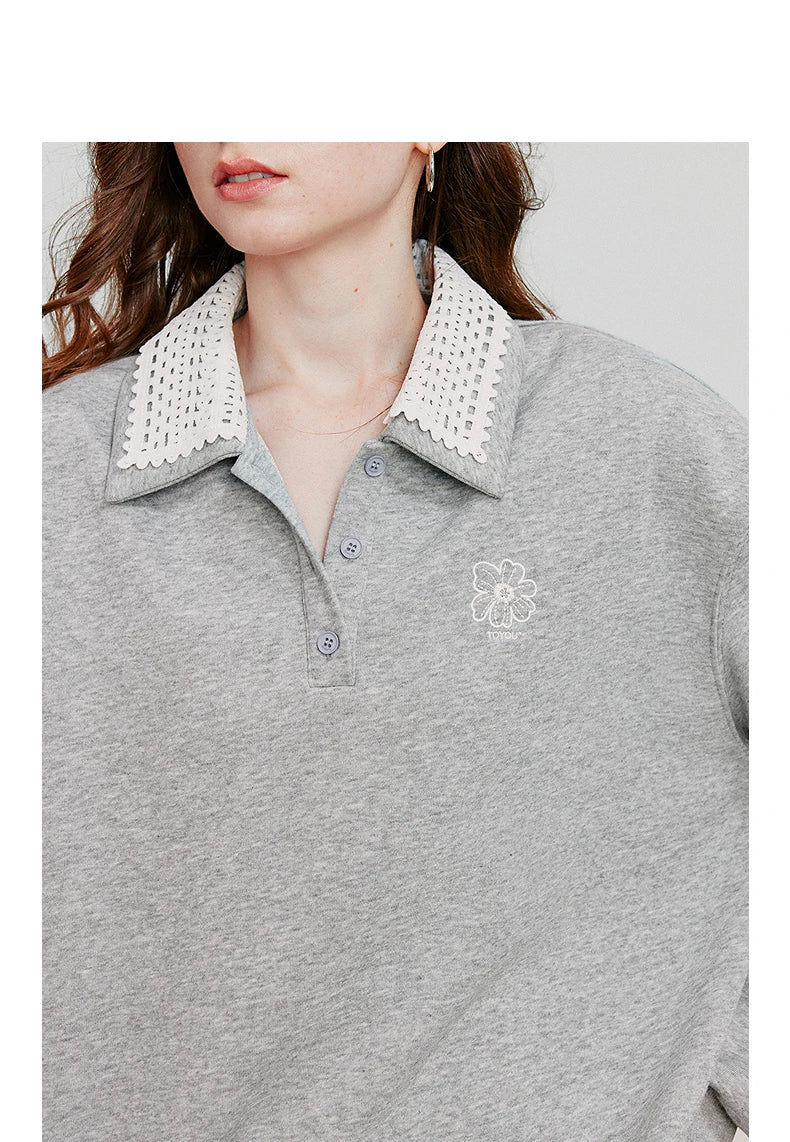Women’s Green Colorblock Collared Sweatshirt