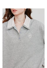 Women’s Green Colorblock Collared Sweatshirt