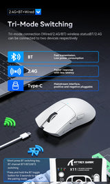 Attack Shark X11 Mouse PAW3311 Wireless 1K Hz Macro Magnetic RGB Docking Charger for Gaming