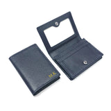 Dropshipping Custom Name Genuine Leather Men Women Business Card Holder Bifold Credit Card Case With ID Window