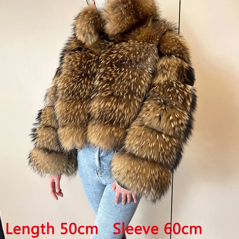 Luxury Women’s Real Raccoon & Fox Fur Jacket | Premium Winter Outerwear