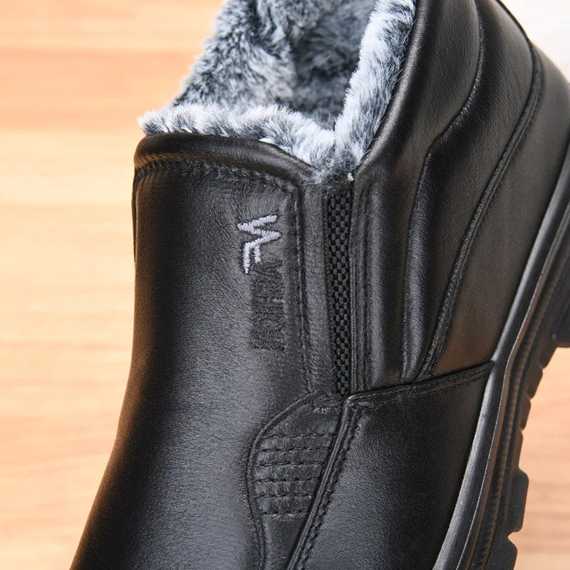 Men’s Waterproof Leather Snow Boots – Anti-Slip Winter Warmth