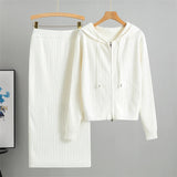 2025 new women's Knitted Cardigan High Waisted Buttocks Wrapped  Skirt 2 Piece Suits Luxury Hot Diamond Fashion Sets
