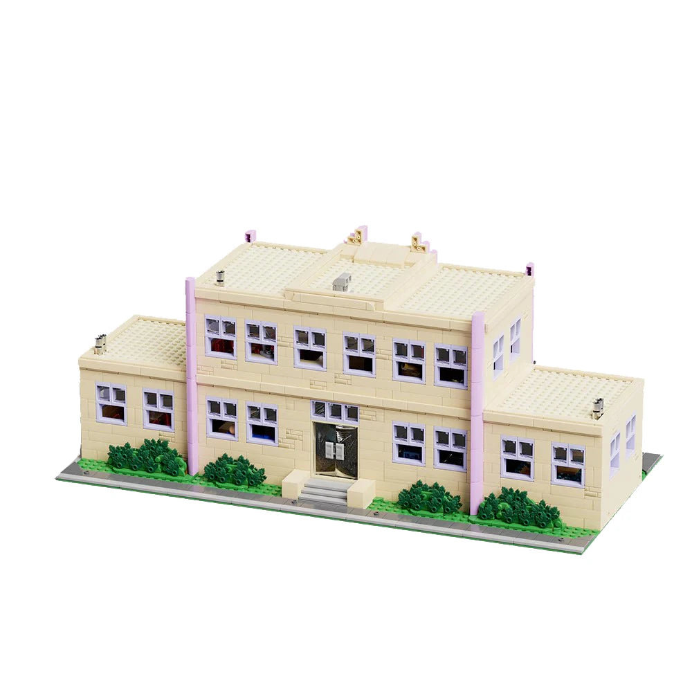 Springfield Elementary School House Modular Buildings Blocks City Apartment Architecture Brick Model Kit Adult DIY Gift 3500PCS