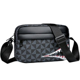 Neutral Style Backpack for Men and Women, with a Cross-Body Design, Suitable for Travel Photography. Features Shark Tooth Print.