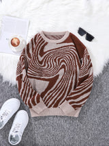 Men’s Contrast Maze Jacquard Crewneck Sweater