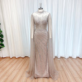 Luxury Beaded Mermaid Evening Gown | Cape Sleeve
