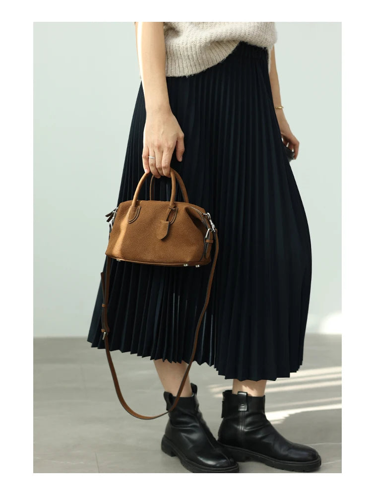 Women Genuine Leather Luxury Crossbody Bags With Adjustable And Detachable Shoudler Strap Elegant Soft Handbag