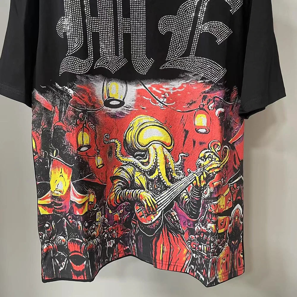 MIXED EMOTION Oversized Cotton Rhinestone T-Shirt
