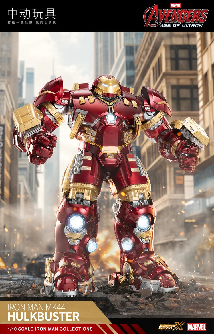 ZD Toys  Avengers Iron Man MK44 Hulkbuster Action Figure LED 1/10 36cm Tony Stark  Anniversary Memorial Model Collections Gift