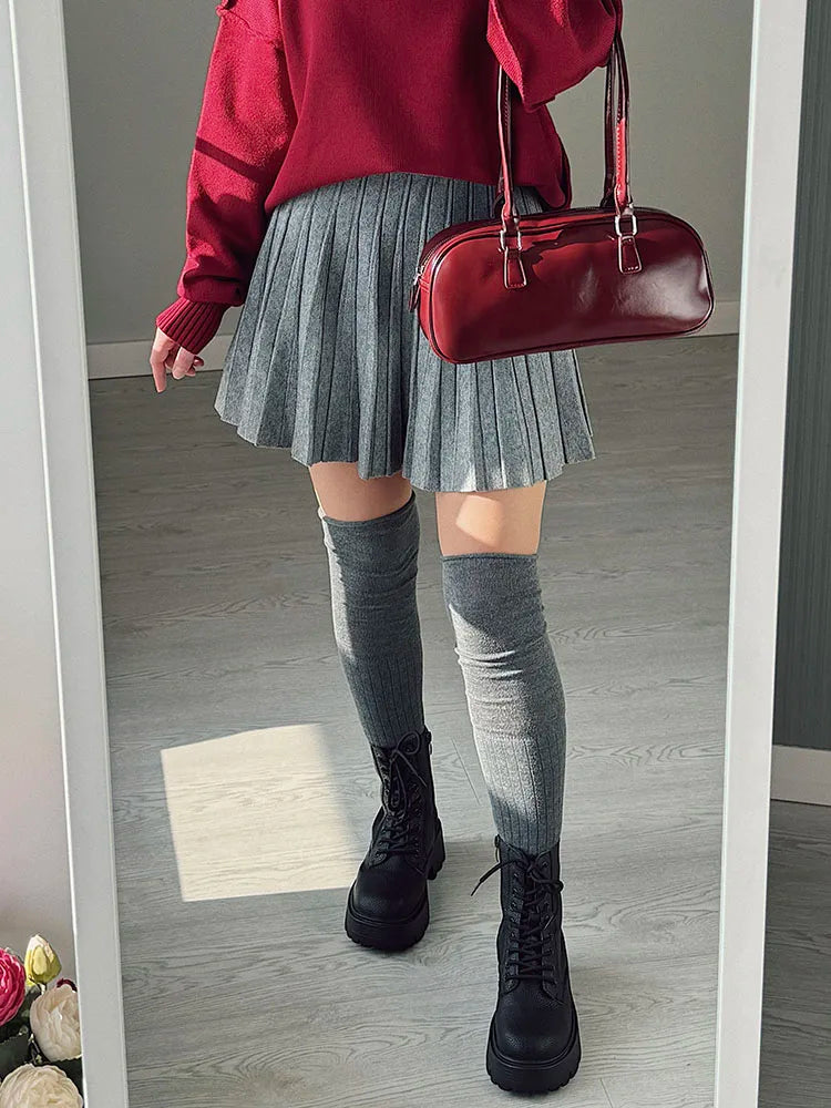 Elegant Knit Pleated Mini Skirt for Women