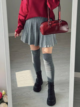 Elegant Knit Pleated Mini Skirt for Women
