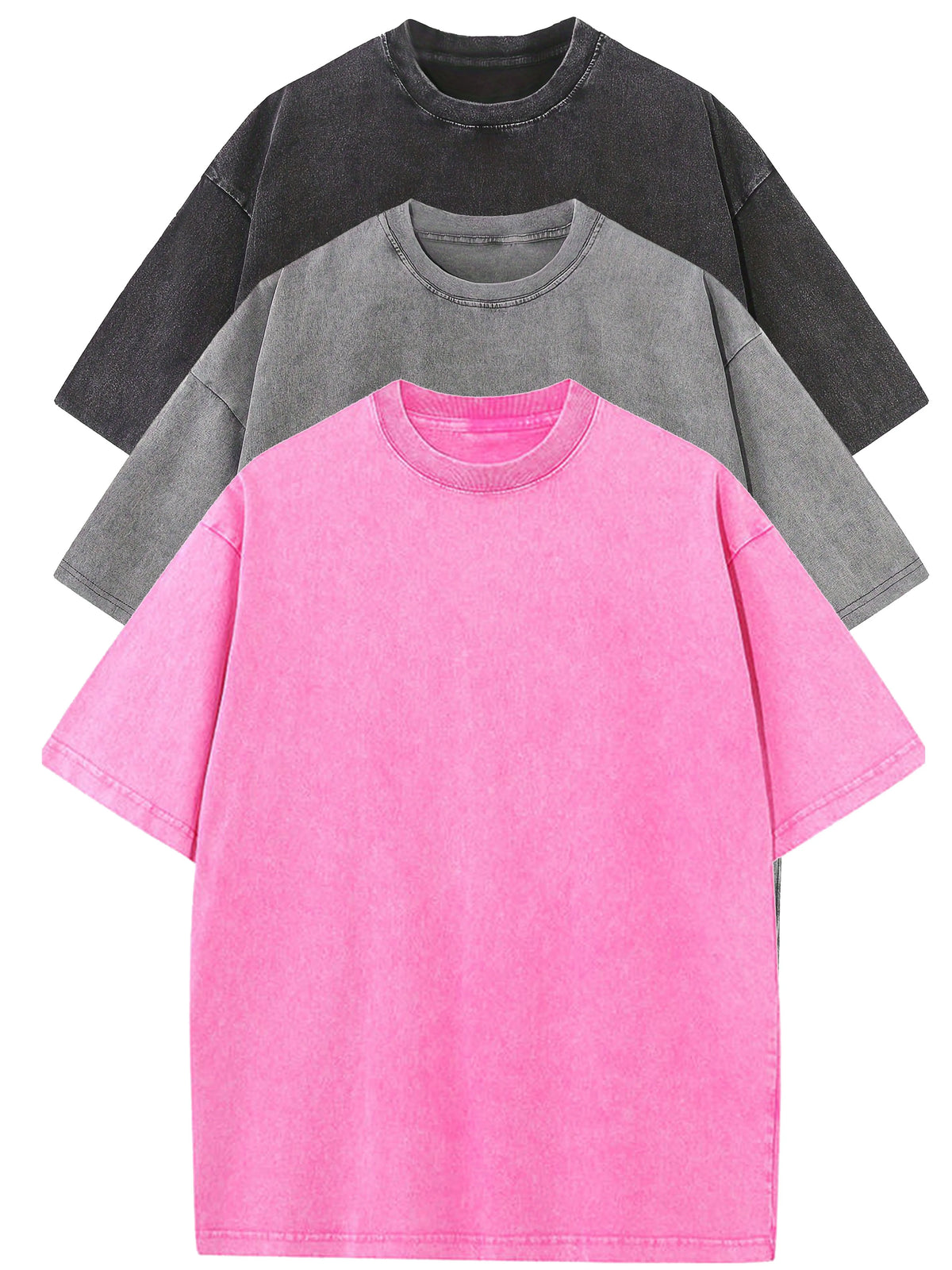 3pcs Men's 100% Cotton Loose-Fit T-Shirts in Solid Colors Casual Short Sleeve Crew Neck Ideal for Summer Outdoor