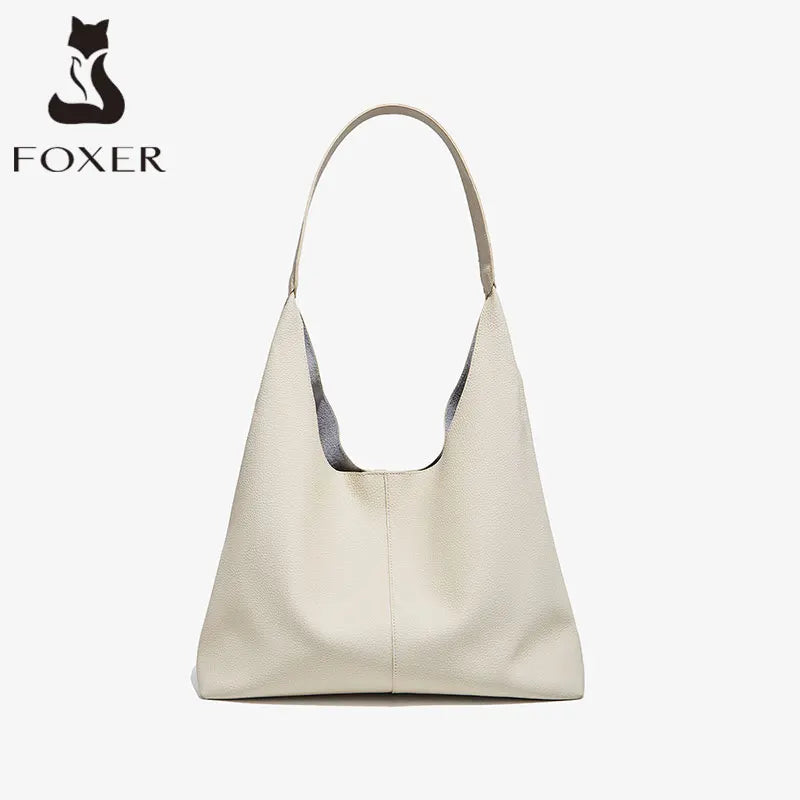 FOXER Minimalism Split Leather Women Shoulder Underarm Bag 2026 New Solid Casual Hobo Bag Female Daliy Tote Bag Purse