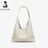 FOXER Minimalism Split Leather Women Shoulder Underarm Bag 2026 New Solid Casual Hobo Bag Female Daliy Tote Bag Purse