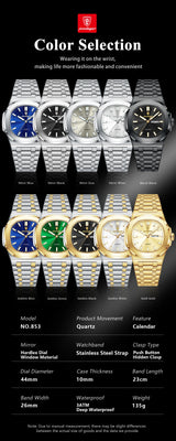 POEDAGAR Square Luxury Men Clock Waterproof Luminous Date Week Quartz Man Wristwatch Stainless Steel Fashion Men's Watches Reloj