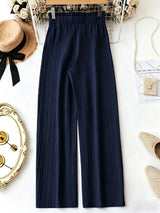 Women's Navy Wide-Leg Bow-Tie Pants