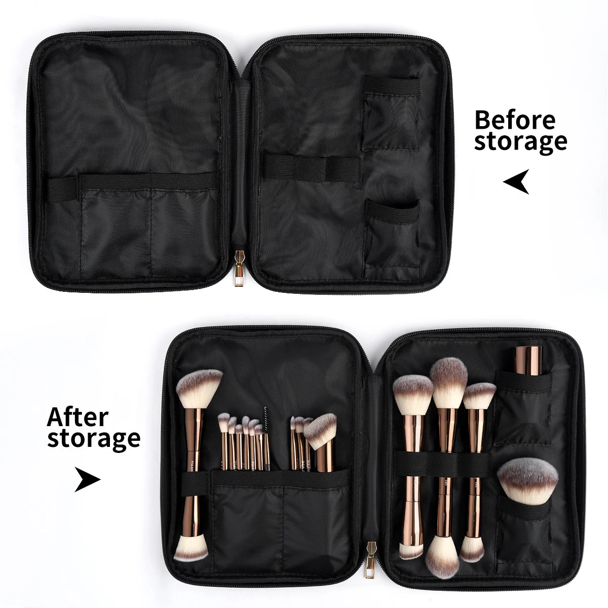 MAANGE Pro Makeup Brush Kit 20pcs Brushes with Storage Bag Dual End Foundation Powder Blush Eyeshadow Brush Beauty Blending Kit