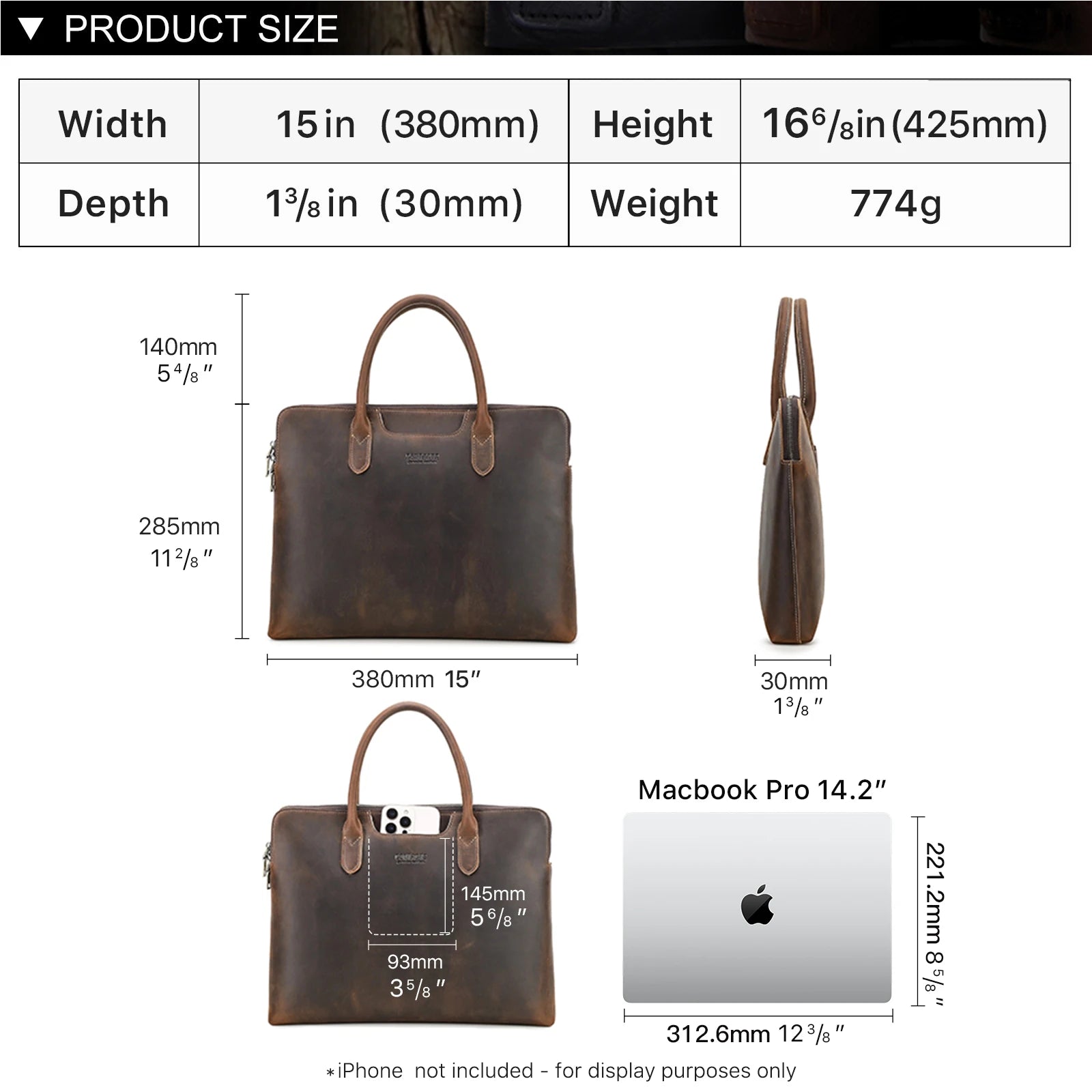 CONTACT'S Genuine Leather Men Business Bag Leather Briefcase Tote Laptop Bags High Quality Men's Bag Handbag for 14.2" Macbook